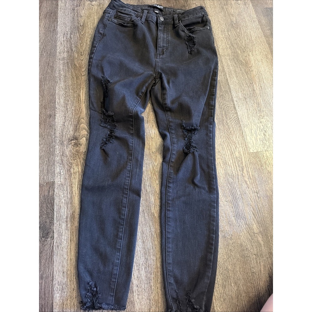 Judy Blue Jeans Women 11/30 Skinny Fit Distressed Stretch Black